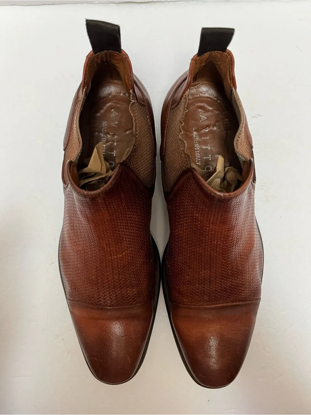 ALITTO Italy Men’s Woven Cap-Toe Chelsea Boots Sz 41 US 8 Rare - READ